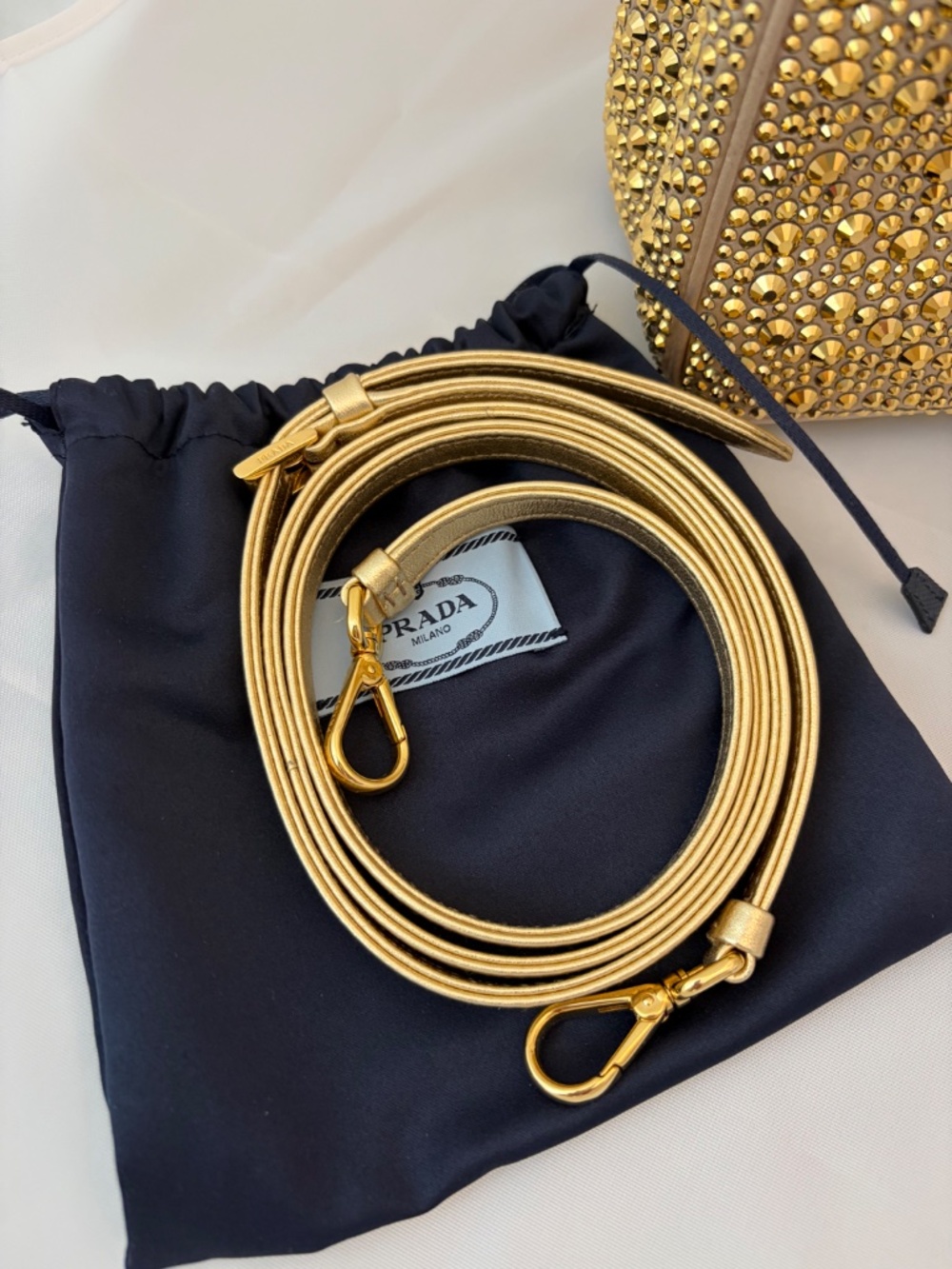 Prada Gold Crystal Embellished Shoulder Bag - Picture 4 of 14